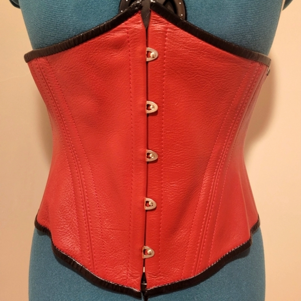 Vintage Leather Red Underbust Corset